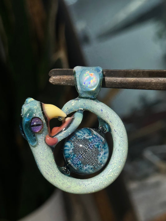 Blue Stardust over Glopal (UV) Dichro Ouroboros
